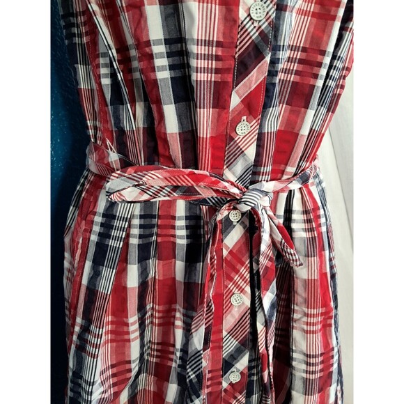 Brooks Brothers Red Fleece Plaid Sleeveless Dress Size 6 Red White Navy - Picture 5 of 14